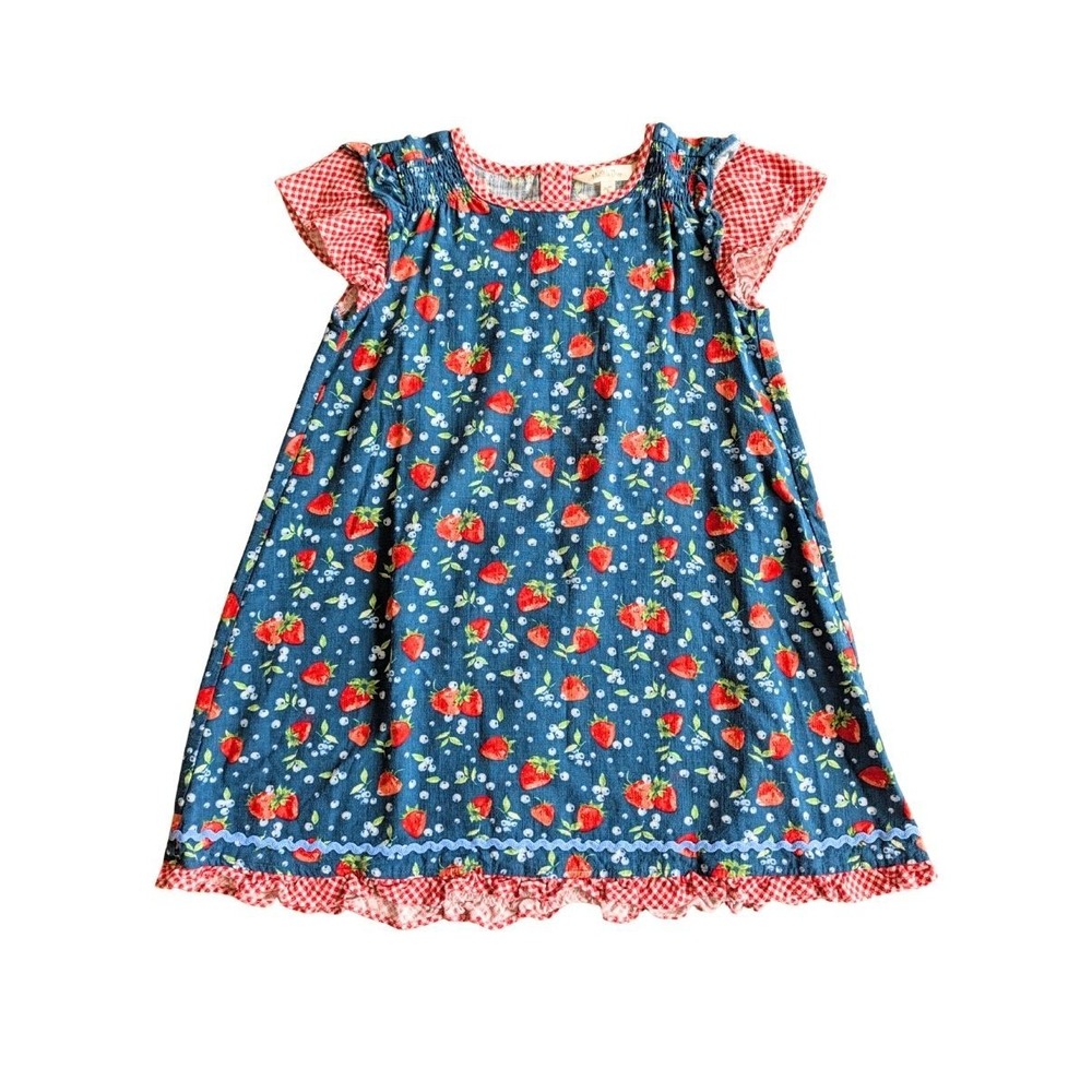 Matilda Jane Girls Strawberry Blueberry Gingham Ruffle Tuscan Woven Berry Dress